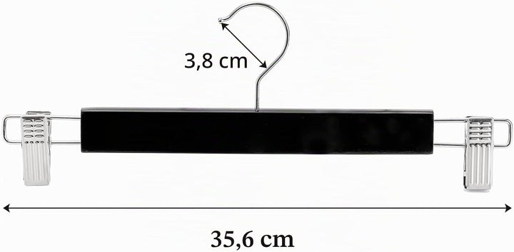 Tosnail 15 Stück 35.5cm Kleiderbügel für Hosen, Holz Rock Hosen Kleiderbügel mit Clips Jeans Kleider