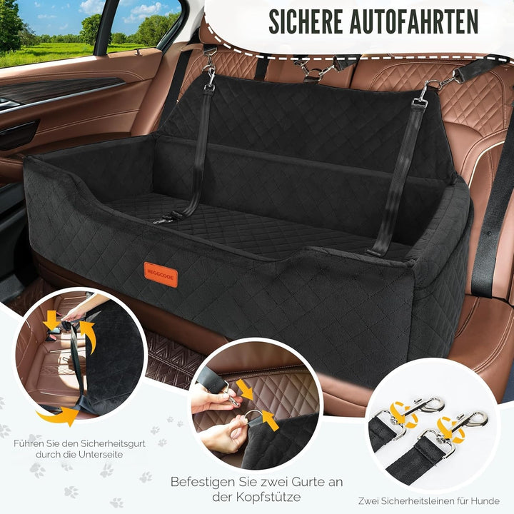 Hunde Autositz für Grosse Hunde unter 100 lbs, Waschbares Hundesitz Auto für 2 Mittlere, Abnehmbar A