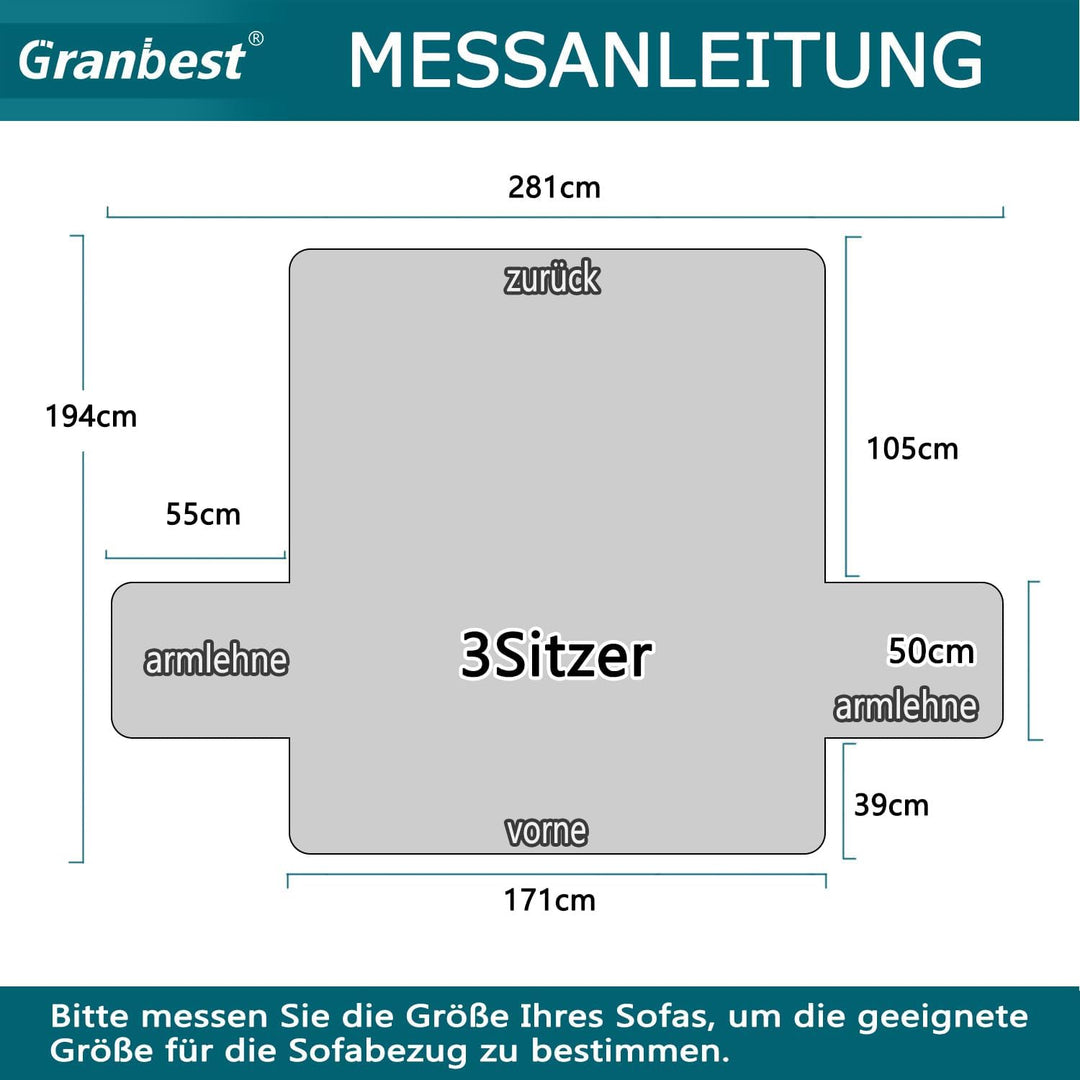 Granbest Super Thick Samt Sofabezug 3 Sitzer Anti-Rutsch Durable Couchbezug mit Elastischem Riemen 4