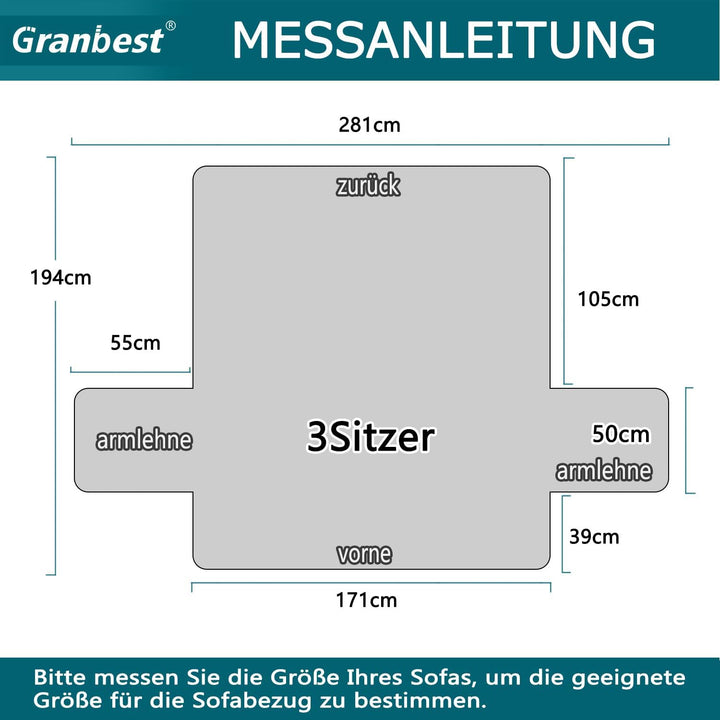 Granbest Super Thick Samt Sofabezug 3 Sitzer Anti-Rutsch Durable Couchbezug mit Elastischem Riemen 4