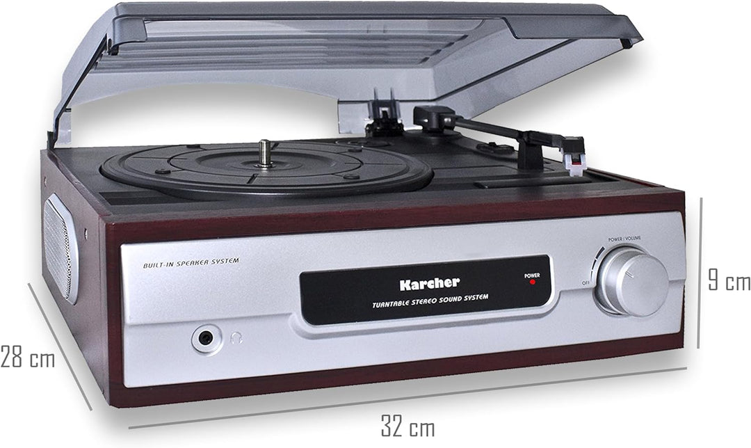 Karcher Plattenspieler mit eingebauten Stereo-Lautsprechern, Vinyl Schallplattenspieler, Line Out, K