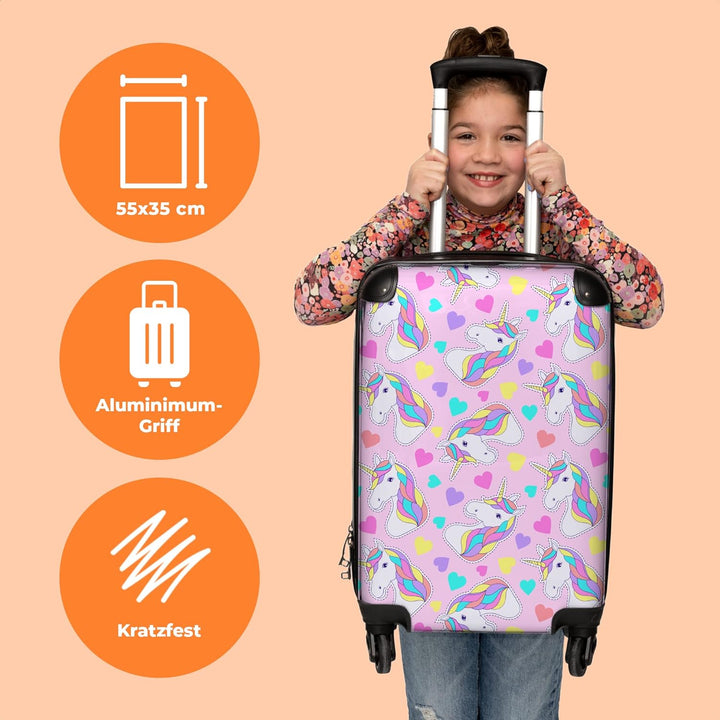 NoBoringSuitcases.com® Reisekoffer Kinder Mädchen Handgepäck Koffer Klein Hartschalenkoffer Pink - M