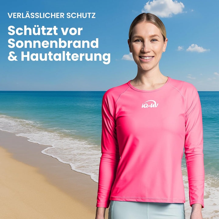 iQ-UV Sportshirt Damen Langarm – Elastisches UV Shirt für Damen für Wasser & Sport – Rash Guard mit