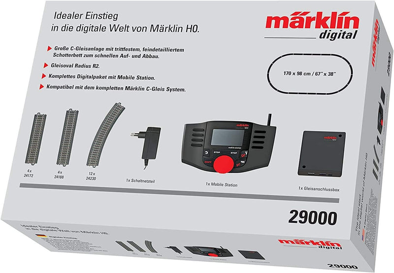 Märklin 29000 - Digital-Startpackung, Spur H0, Startset mit C-Gleis Schienen und Mobile Station Sing