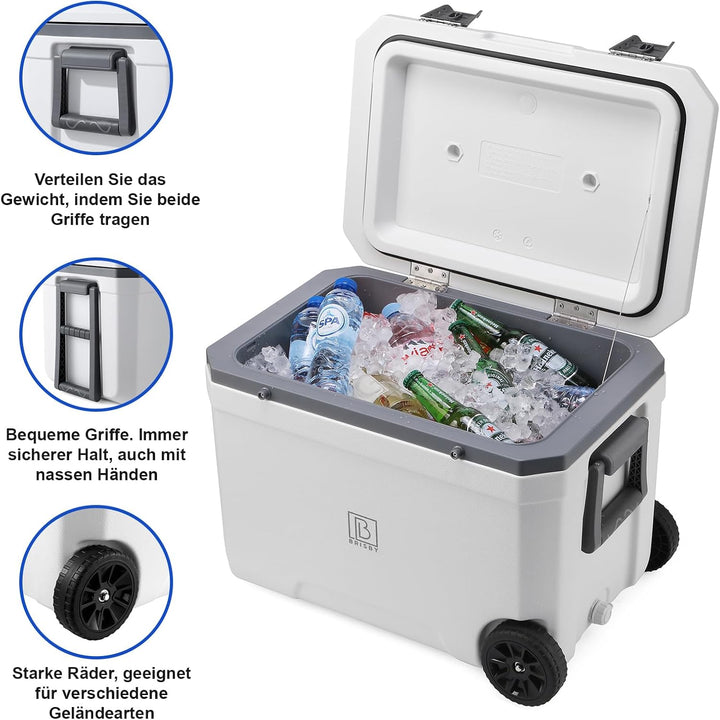 Brisby Kühlbox Camping - 45L, Kühlbox ohne Strom, inkl. 4 Dicke Kühlelemente, 3 Tage kühle Isolation