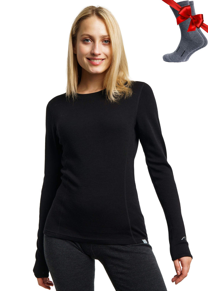 Merino.tech Merino Shirt Damen Langarm – Premium 100% Merino Unterwäsche Damen Langarmshirt, Sportun