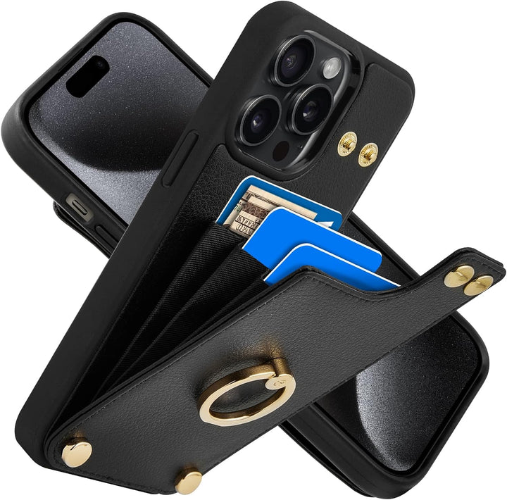 CUSTYPE iPhone 13 Pro Max Hülle, Handyhülle iPhone 13 Pro Max mit Kartenfach und Ringständer, Brieft