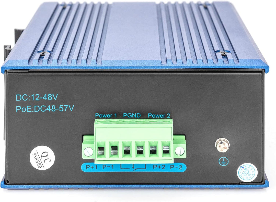 DIGITUS Netzwerk-Switch - 8-Port Fast Ethernet - DIN-Rail Montage - Klemmleiste - Lüfterlos - Schwar