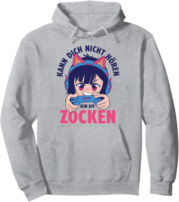 Kann Dich Nicht Hören Bin am Zocken Anime Gamer Girl Pullover Hoodie