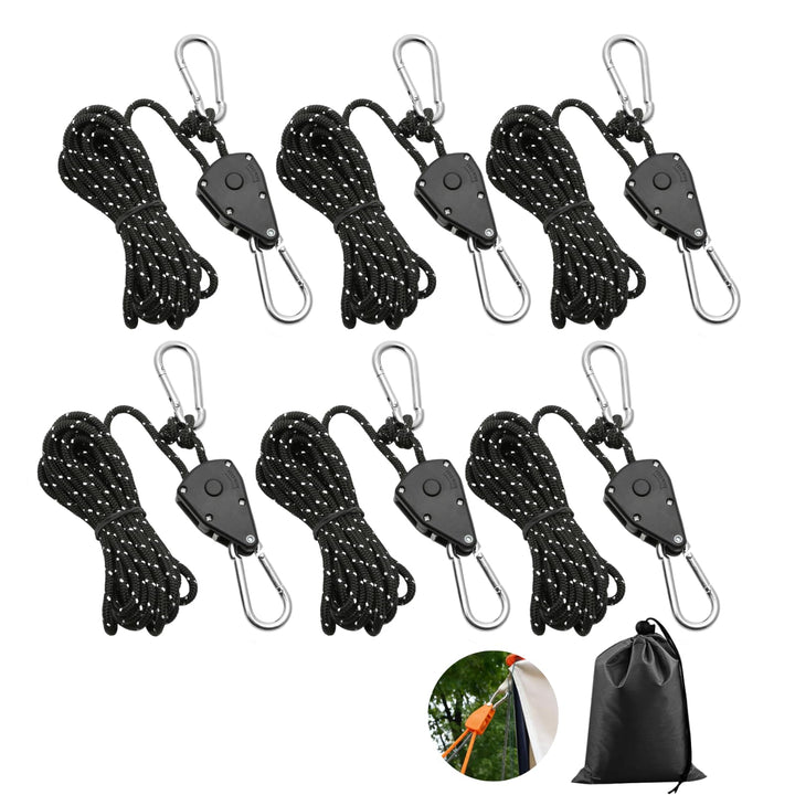 6 Stück Abspannseil mit Ratsche, 4M Abspannseile mit Seilspanner, 1/8 Zoll Spannseil mit Ratsche Spa