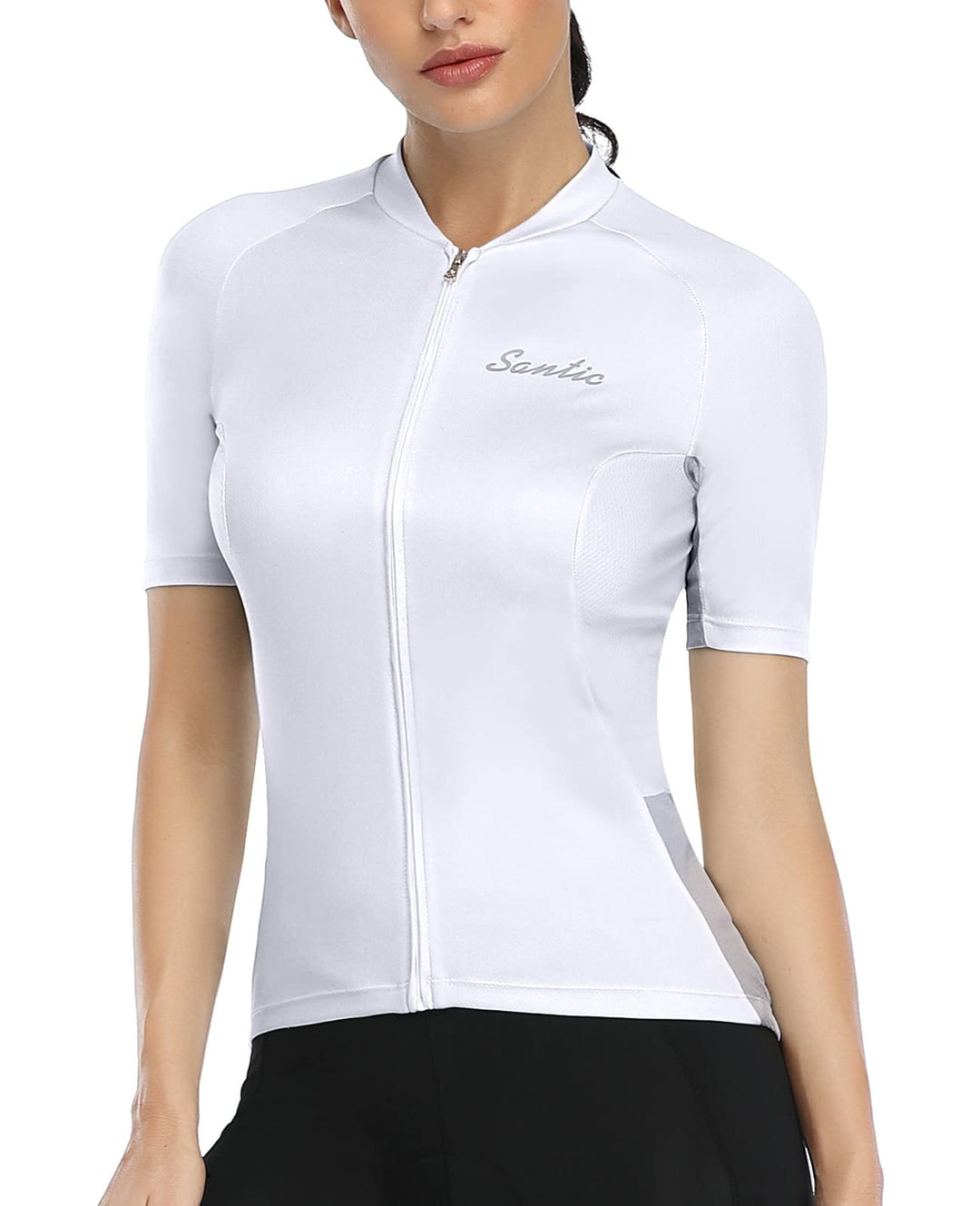 Santic Radtrikot Damen Kurzarm Fahrrad MTB Shirts Top Taschen Reissverschluss Atmungsaktiv Sommer We