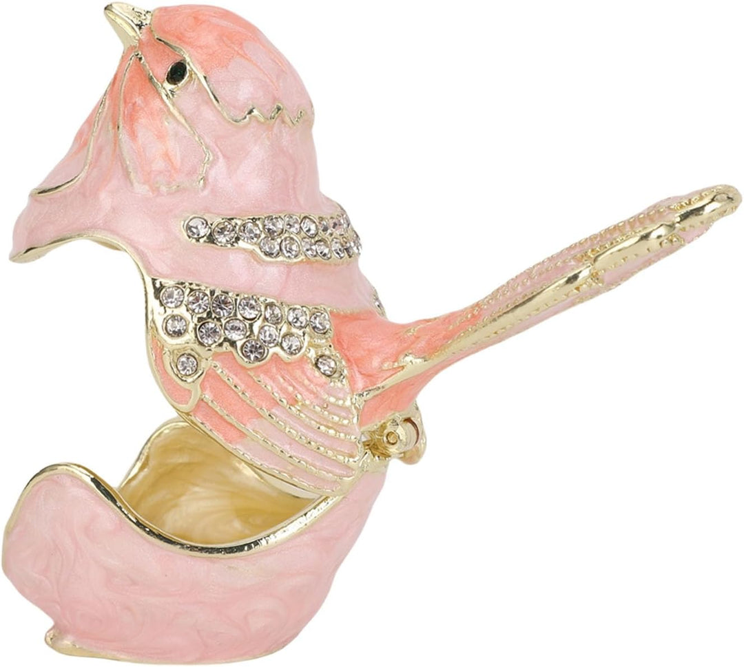 Schmuckkästchen in Vogelform, Handbemalte Emaille-Schmuckaufbewahrungsbox mit Kristallen, Dekorative