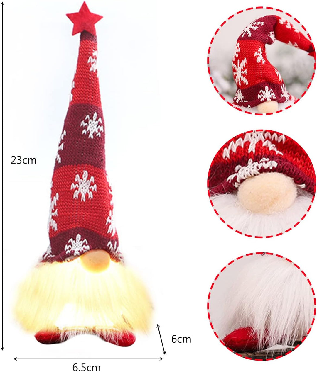 ACAREY Weihnachtsdeko 3 Stück Weihnachten Deko Wichtel mit LED Licht Weihnachtswichtel Figuren Plüsc