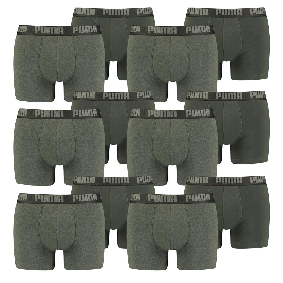 PUMA 12 er Pack Boxer Boxershorts Men Herren Unterhose Pant Unterwäsche, Farbe:038 - Green Melange,