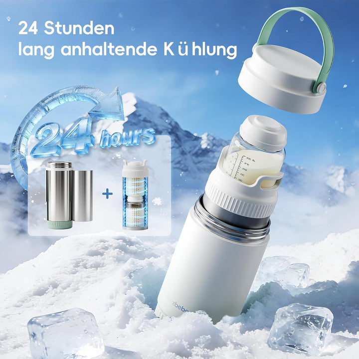 360° Doppelwandiger Muttermilchkühler aus 316-Edelstahl – 600 ml, Getrennte Kammern, Auslaufsicher,