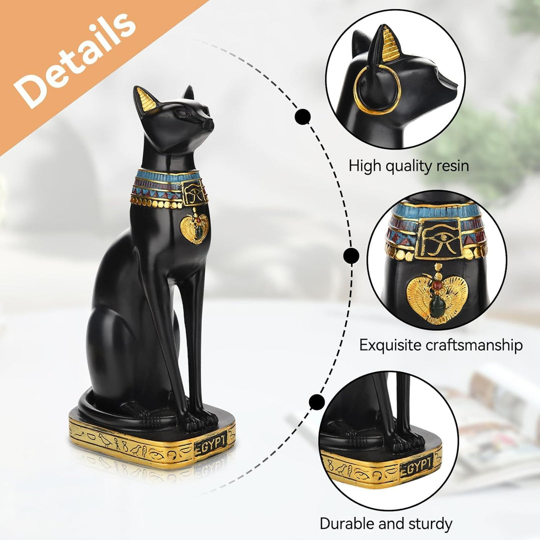 HERCHR Ägyptische Katzenstatue, Bastet-Katze Bastet Katze, Schwarze Katzenfiguren Sammler-Skulptur F