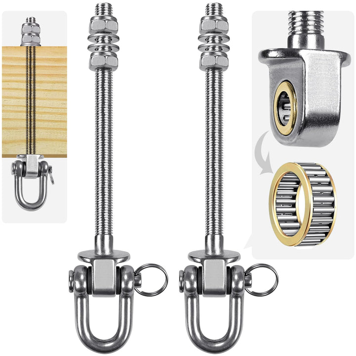 SELEWARE Set of 2 Deckenhaken Schwerlast Schaukelhaken Schaukel - 304 Edelstahl Holzbalken Deckenhal