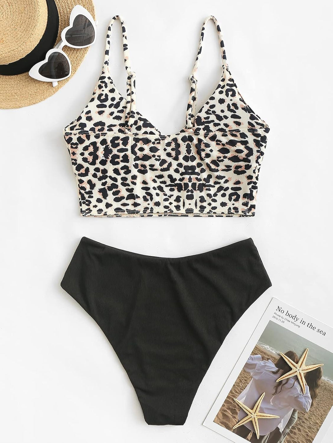 ZAFUL Gerippt Fest Chorhemd Hohes Bein Schnitt Hohe Taille Tankini Set Gepolstert Zwei Stücke Badean