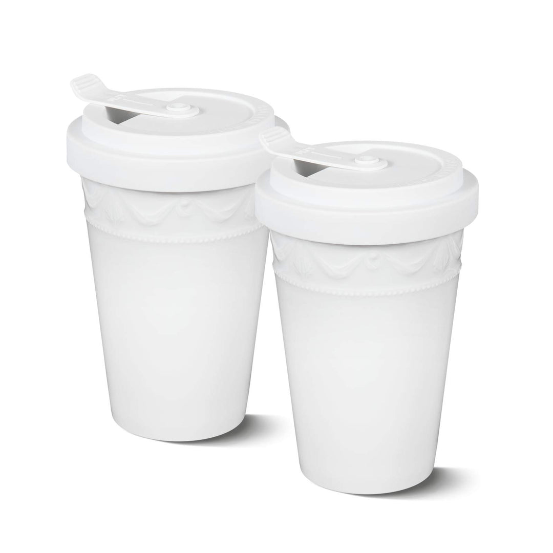 KPM Berlin KURLAND To-Go Becher Duo-Set 2tlg., Porzellan, Kaffeebecher 14 cm, Teebecher, handmade, w