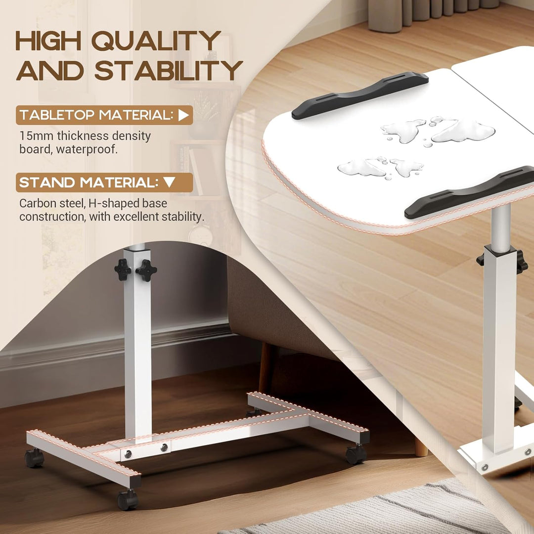 Soontrans Betttisch auf Rollen, 60×40cm, Laptoptisch Höhenverstellbar, Beistelltisch Bett mit Mehrer
