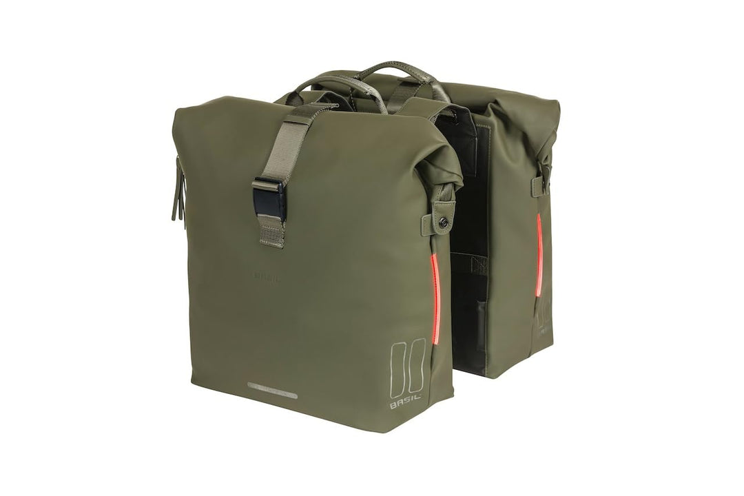 Basil SoHo Doppeltasche Nordlicht – 41 Liter – wasserdicht – geeignet für City- und E-Bike – mossgrü