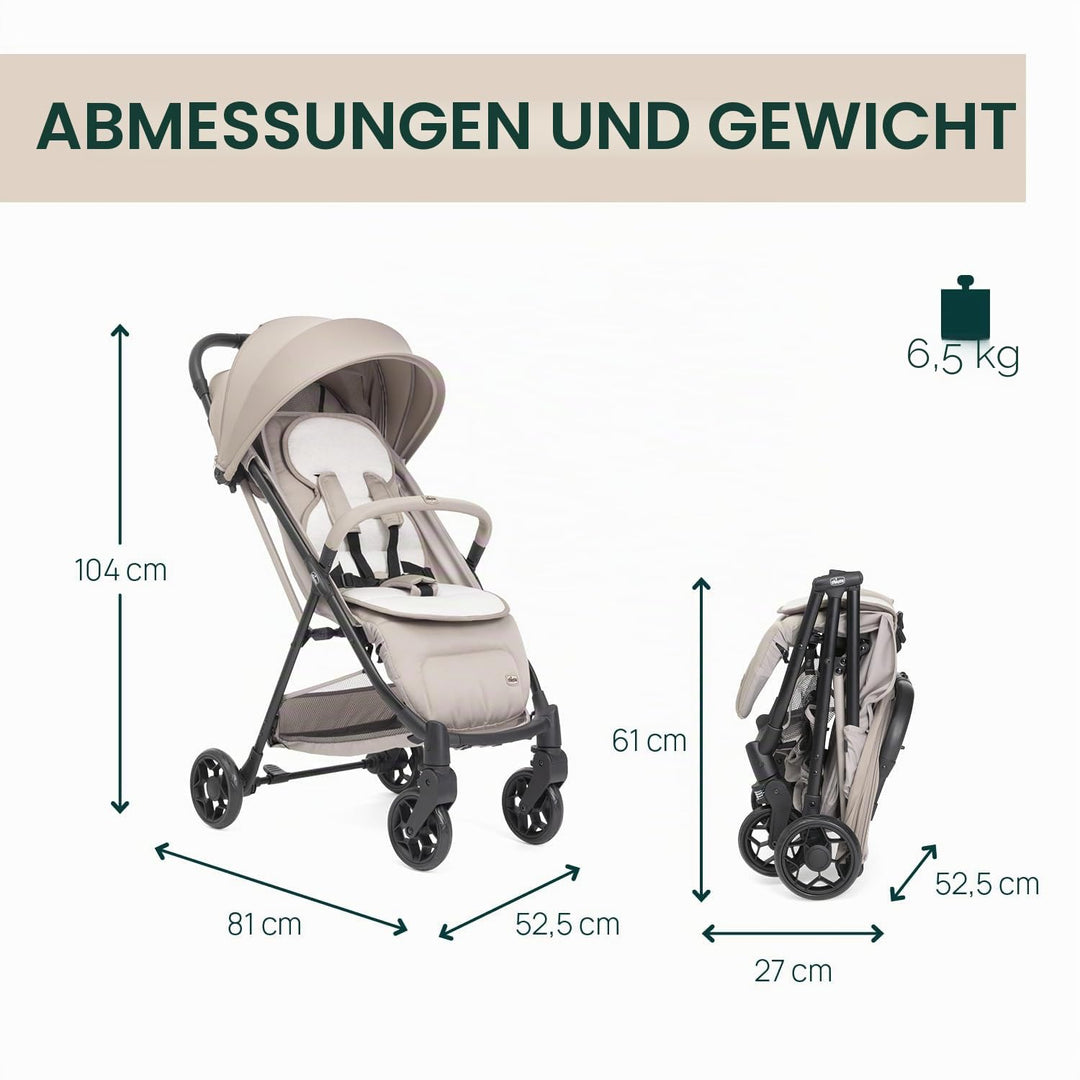 Chicco Kinderwagen Taormina, Ab Geburt bis 22 Kg, Praktisch und leicht, Zusammenklappbarer Buggy, Ki