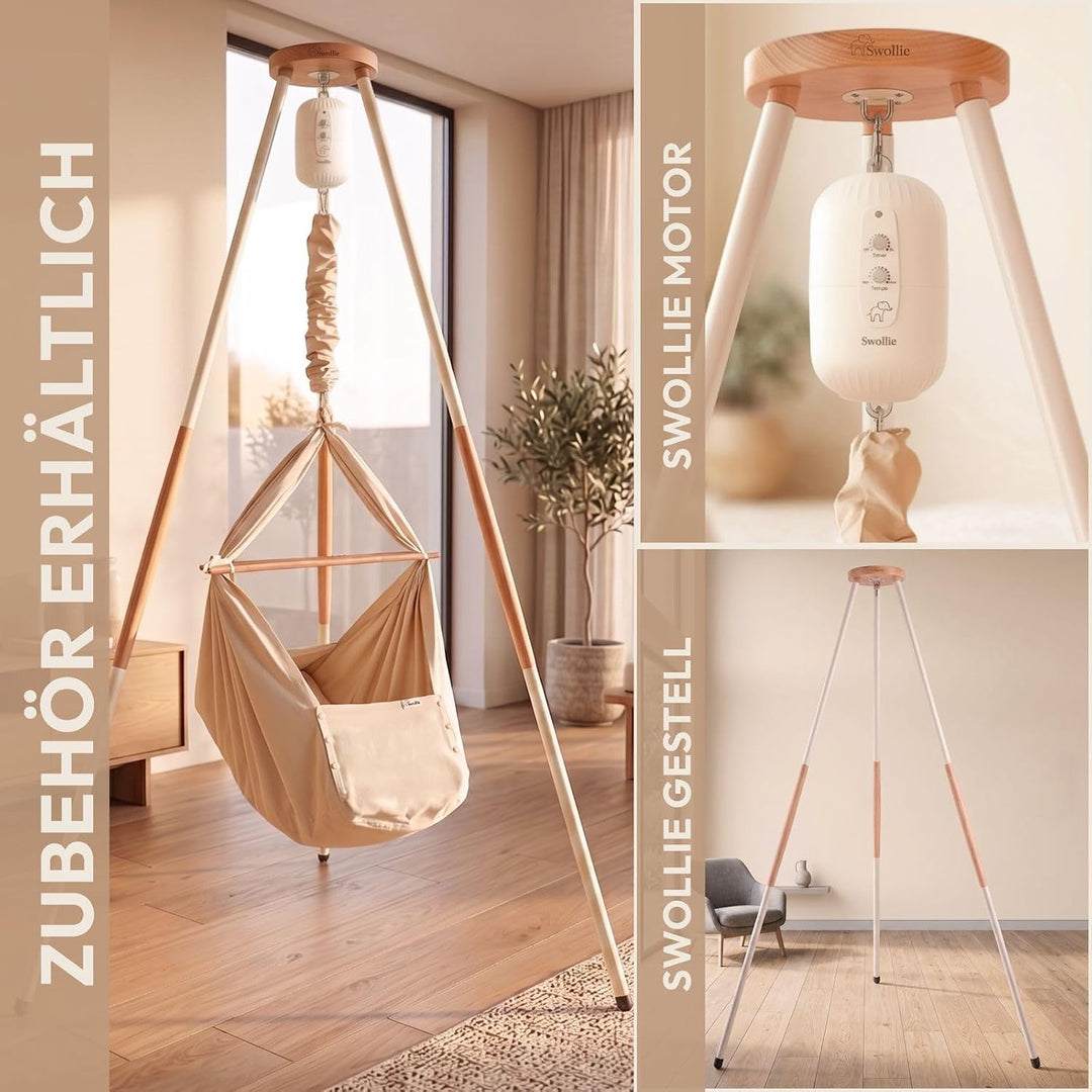 Premium Federwiege beige | für Babys ab Geburt bis 15 Kg | Bio-Baumwolle