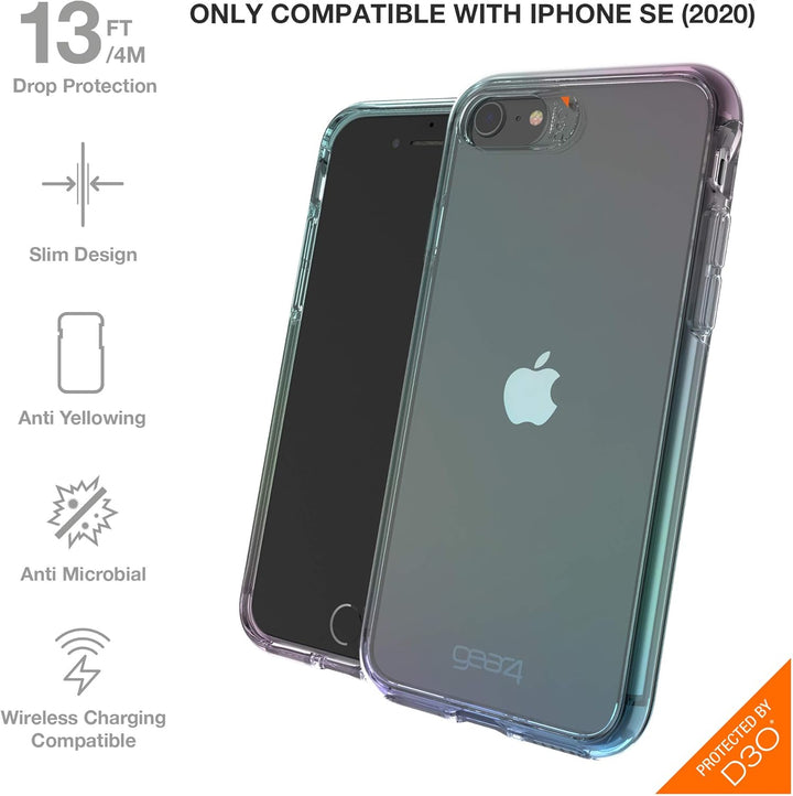 Gear4 39234 Crystal Palace Iridescent Designed für iPhone SE -2020 Hülle, Schutzhülle Geschützt durc