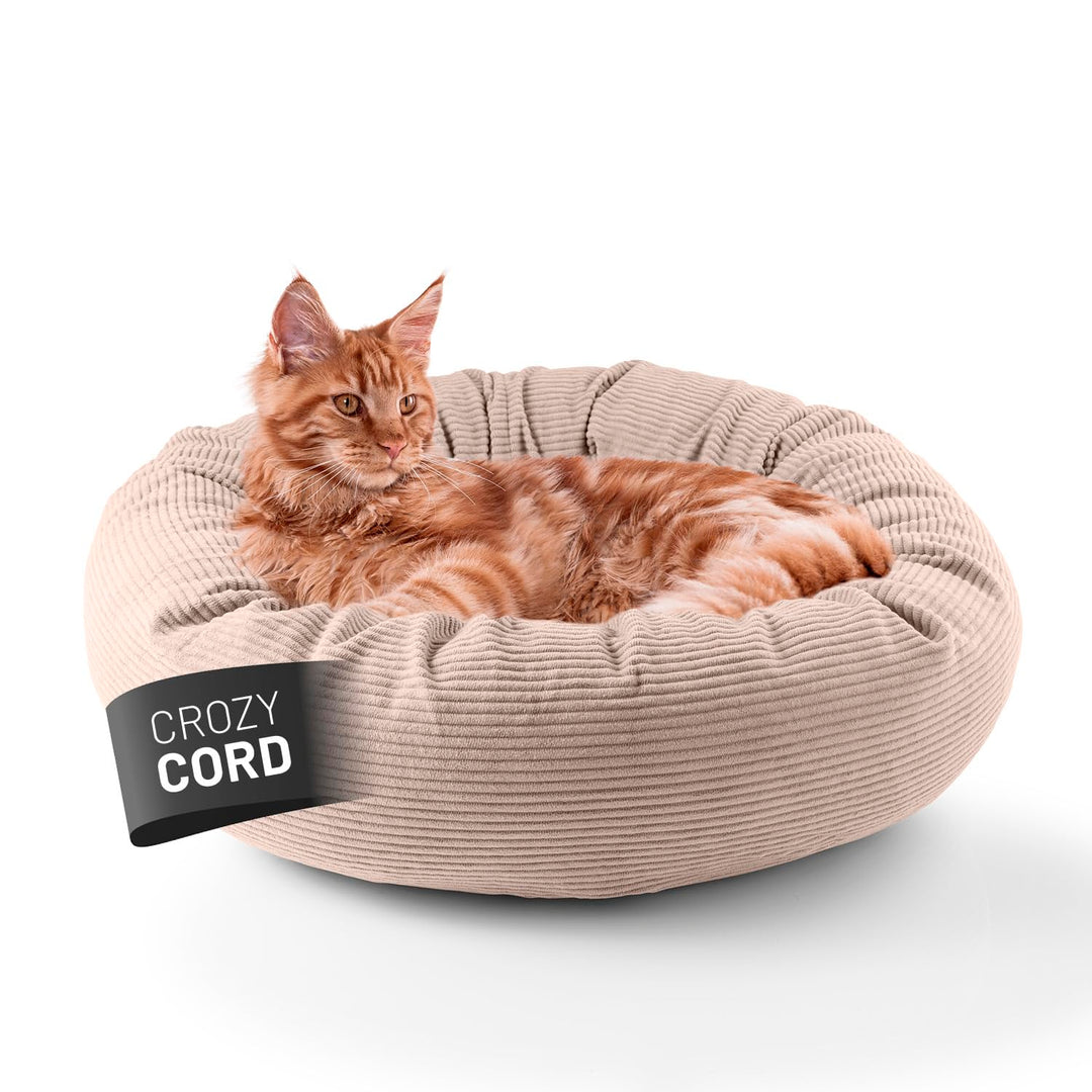 Lumaland Komfort Katzenbett Cord, Ø 60 cm | Katzenhöhle Rutschfester Boden | Katzen Zubehör mit Soft