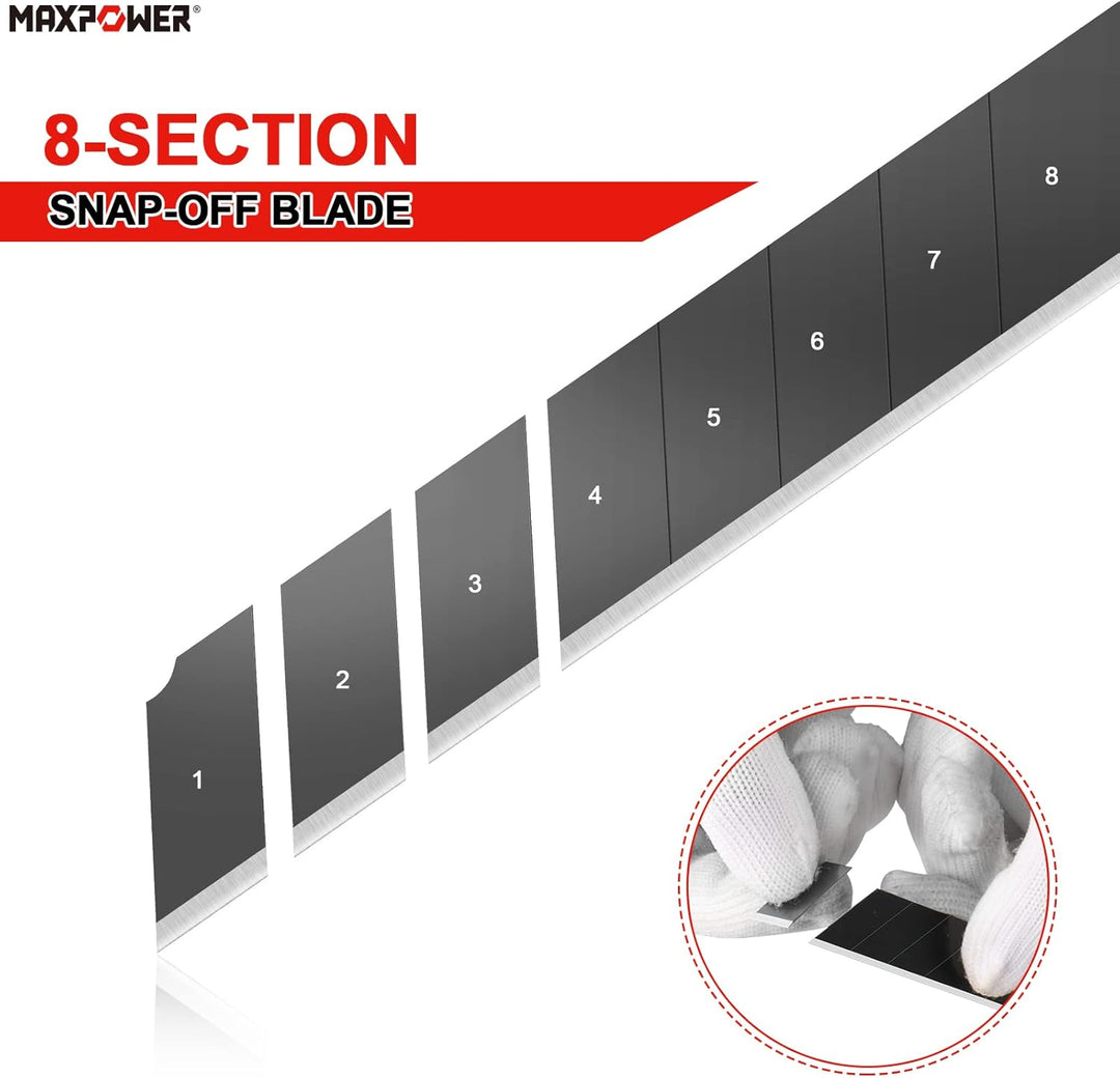 MAXPOWER 50 Stück Abbrechklingen Scharfe Teppichmesser klingen Tragbar Professionelle 100 x 18 mm, 1
