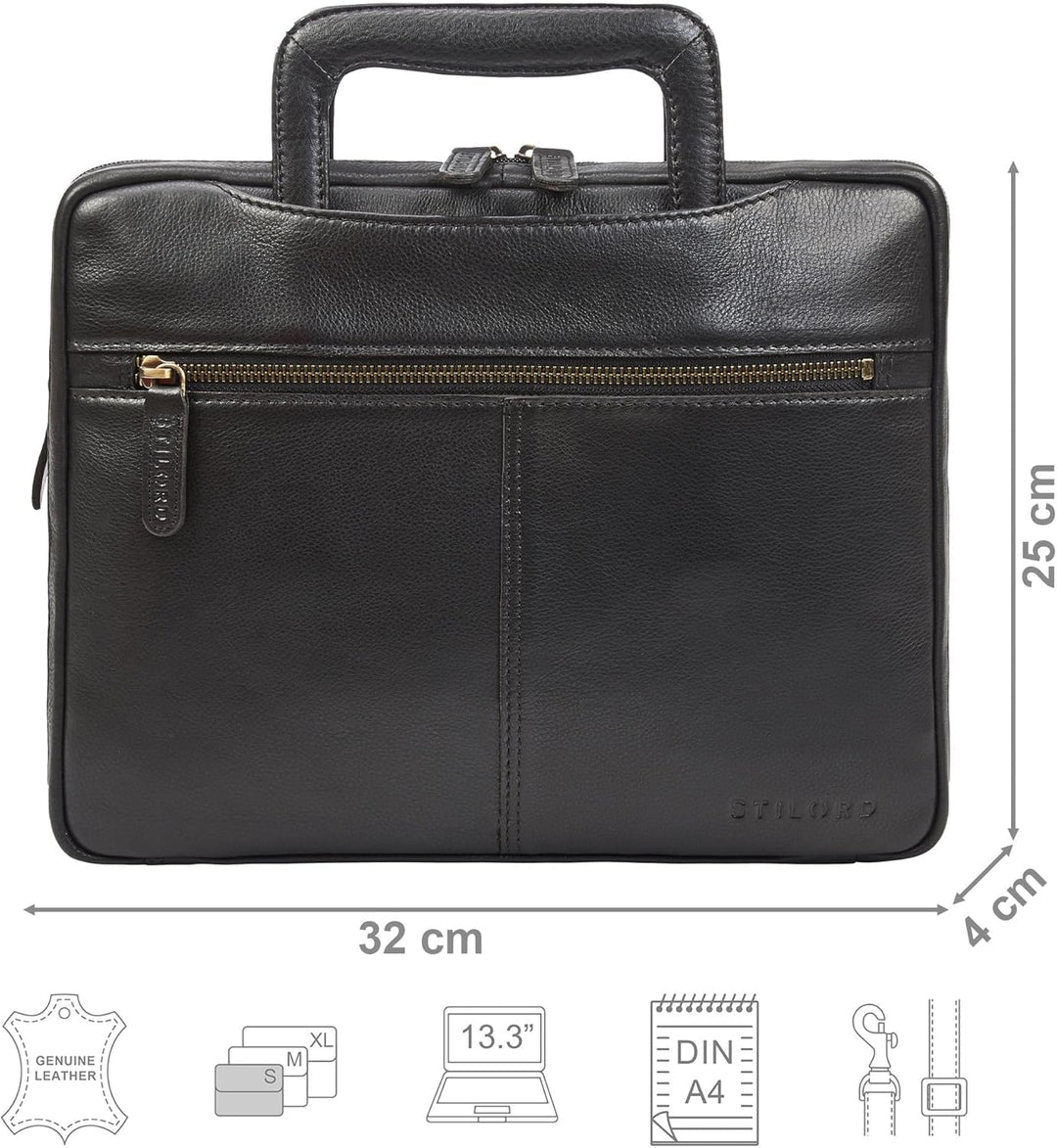 STILORD Connell Laptoptasche 13 Zoll Leder Aktentasche Schmal Arbeitstasche Herren Vintage Laptop-Hü