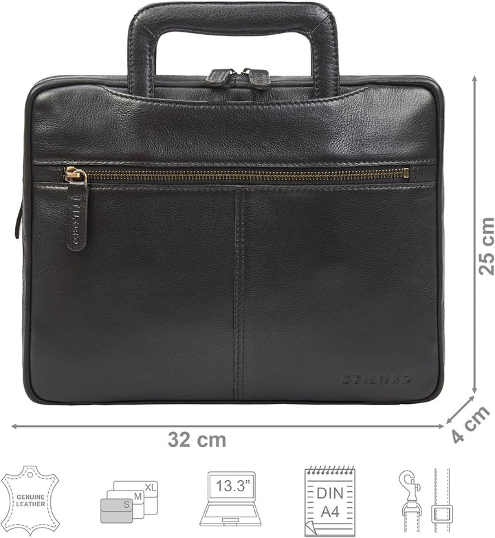 STILORD Connell Laptoptasche 13 Zoll Leder Aktentasche Schmal Arbeitstasche Herren Vintage Laptop-Hü
