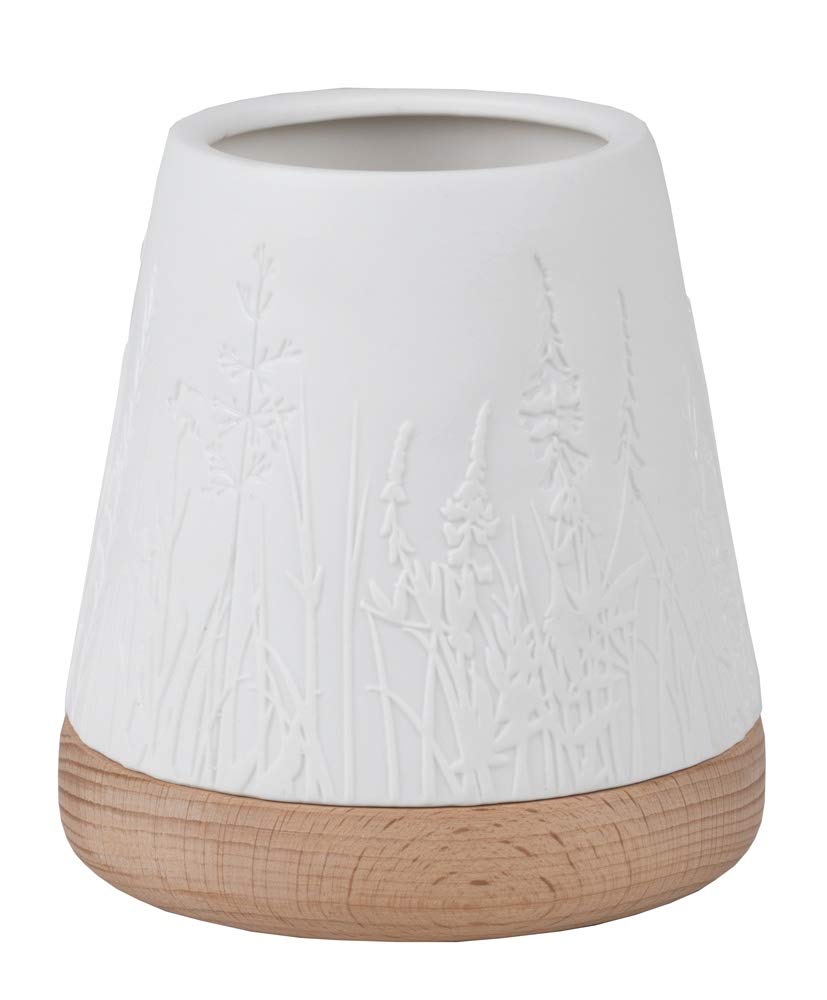Räder Living Windlicht Floral Gräser aus Porzellan mit Birkenholz mit Einer Höhe von 13cm, 15407