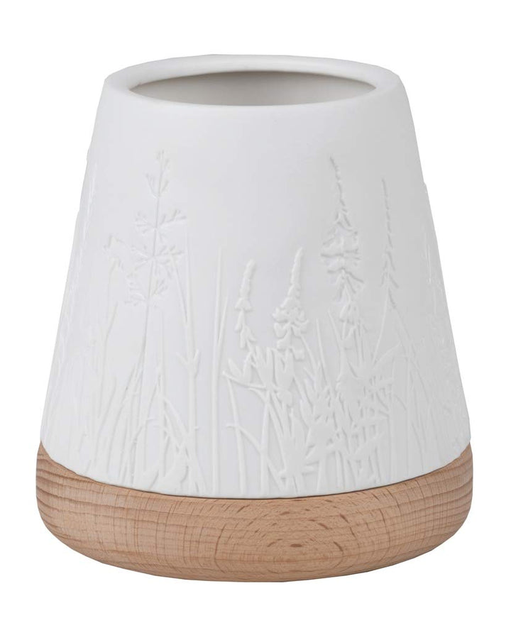 Räder Living Windlicht Floral Gräser aus Porzellan mit Birkenholz mit Einer Höhe von 13cm, 15407