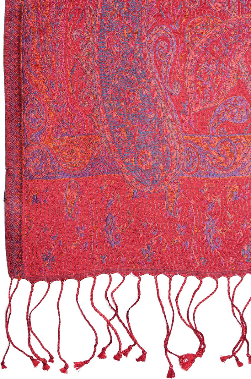 ufash Pashmina 100% Seidenschal aus Indien für Damen & Herren, Paisley Muster, 160 x 35 cm - Schal a