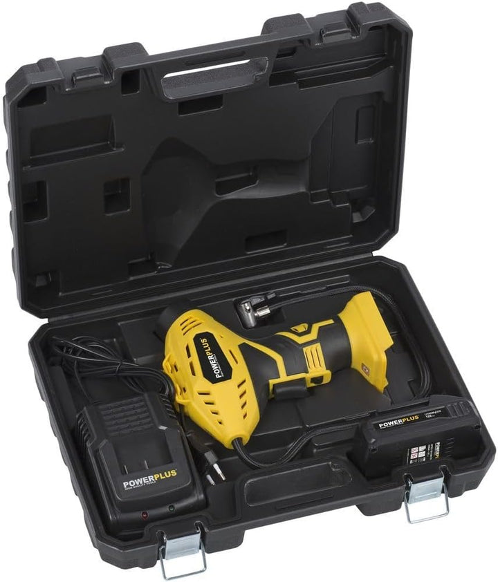 Powerplus POWX1700 Akku Kompressor - Druckluft Kompressor mit 18V und 8 bar Leistung - Inkl. 1 x 1,5