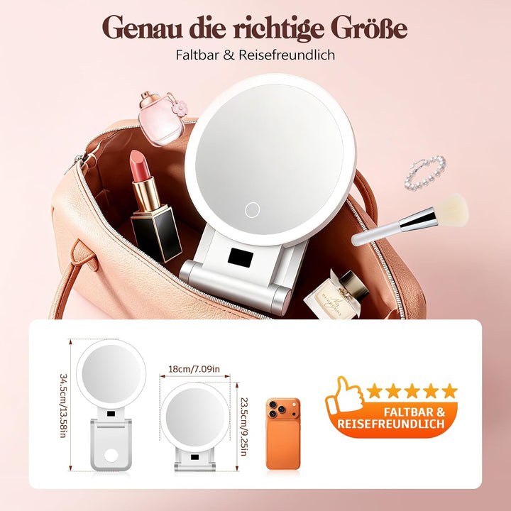 B Beauty Planet 30X/1X Kosmetikspiegel mit Vergrösserung, Digitaler Batterieanzeige, 4-in-1-Ständer,