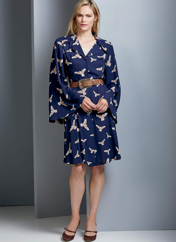 Vogue V9345E5 Easy Damen Schnittmuster Kragen Kleid Schnittmuster Gr. 42-50