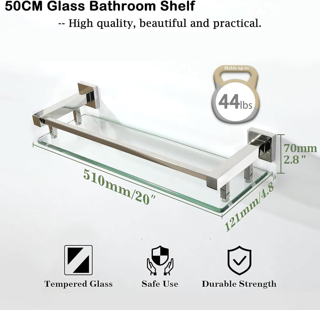 SAYAYO Duschablage Edelstahl, Duschregal Poliert Glasregal Badezimmer Regal Duschkorb Shampoo Halter
