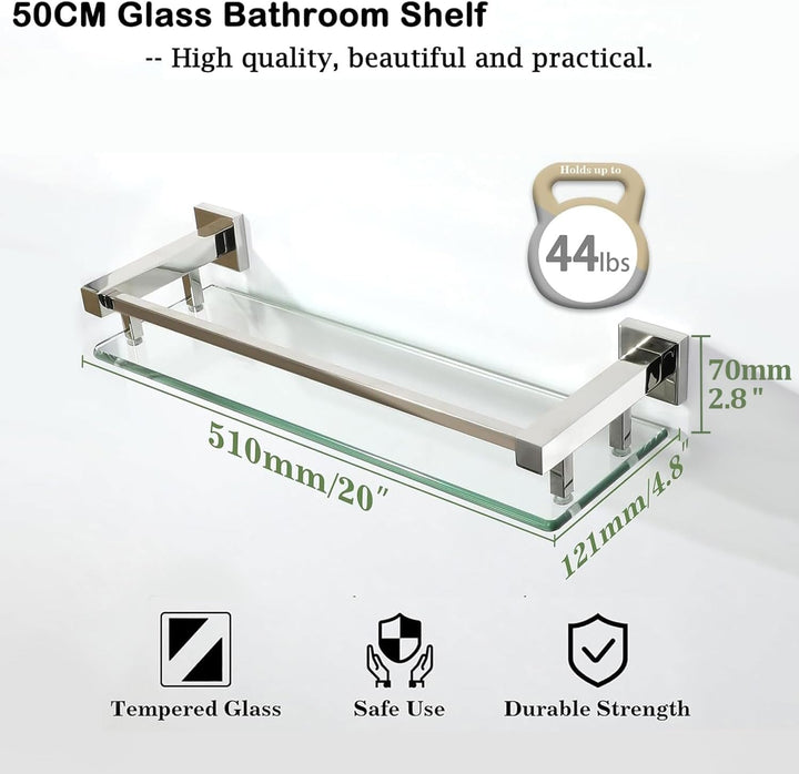 SAYAYO Duschablage Edelstahl, Duschregal Poliert Glasregal Badezimmer Regal Duschkorb Shampoo Halter