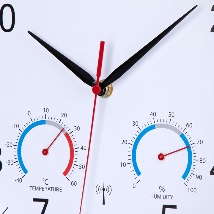 Wanduhr Funk Uhr Mit Temperaturanzeige und Luftfeuchtigkeit Funkuhr Wand Funkwanduhr 30cm Moderne Kü