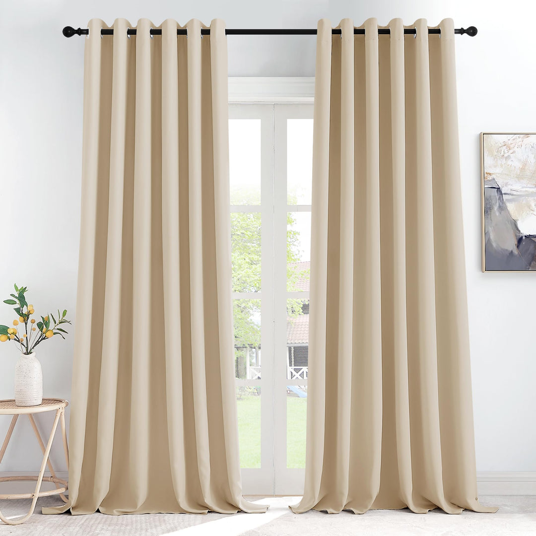KGORGE Vorhang Beige Blickdicht Extra Breite Gardinen Wohnzimmer 2er Set 245 x 200 cm(HxB) Verdunklu