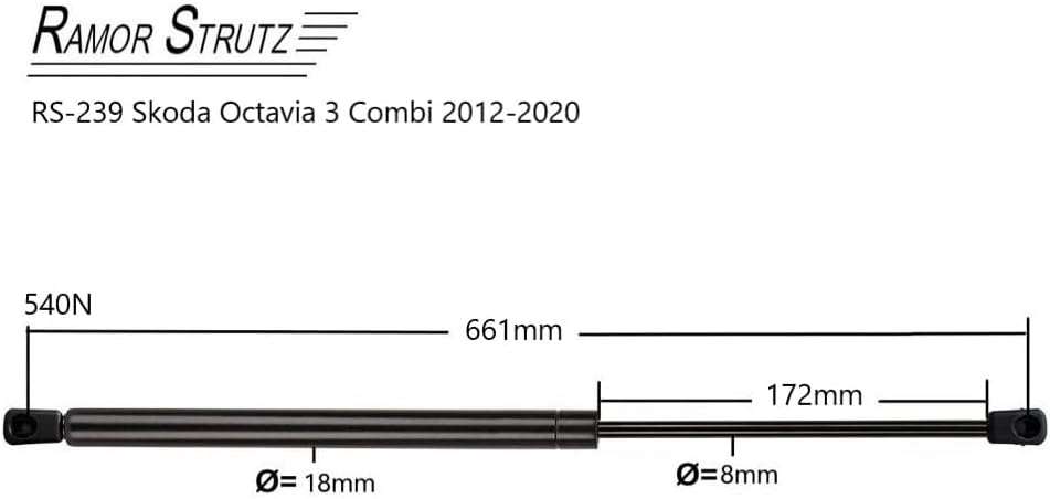 2x Gasfeder Dämpfer Heckklappe Kompatibel mit Skoda Octavia 3 Combi 2012-2020. Gasdruckfeder Heckkla
