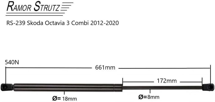 2x Gasfeder Dämpfer Heckklappe Kompatibel mit Skoda Octavia 3 Combi 2012-2020. Gasdruckfeder Heckkla