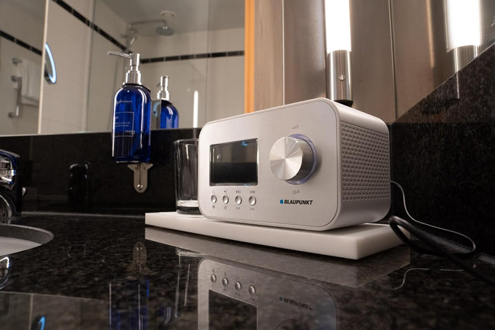 Blaupunkt Radiowecker CLRD 40 Weiss - Bluetooth Lautsprecher mit DAB+ & UKW – 2 x 3 Watt RMS – dimmb