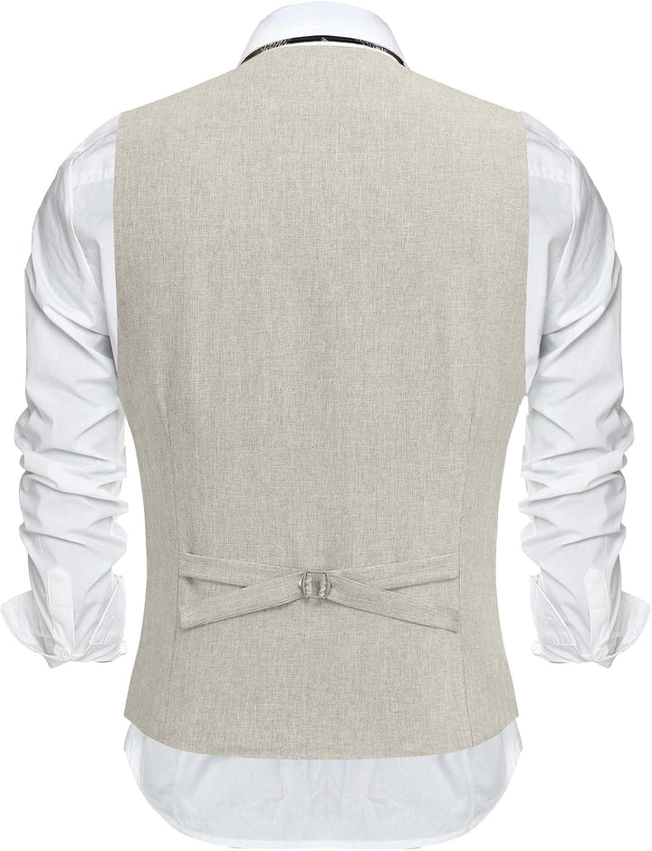 COOFANDY Weste Herren Anzug mit Taschen Anzugweste Gilet Casual Hochzeitsweste V-Ausschnitt Business