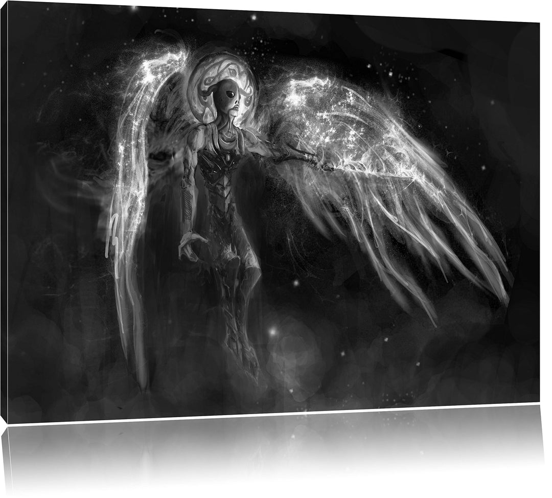 Pixxprint Alien Teufel im Weltraum als Leinwandbild/Grösse: 100x70 / Wandbild/Kunstdruck/fertig besp