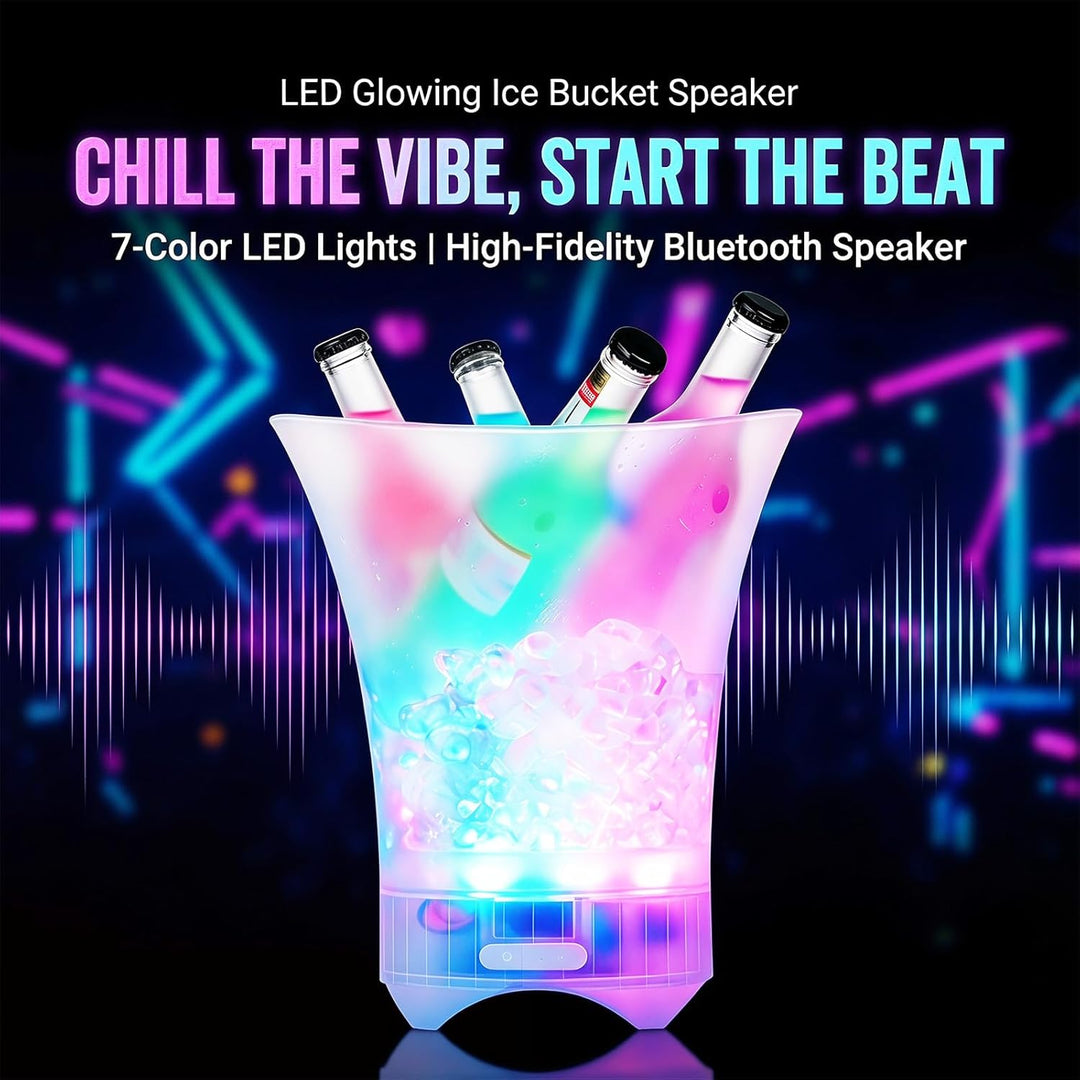 Neu Led Eiskübel mit Musik, 5L Multicolor LED Sektkübel, Sektkühler, Eiskübel mit Mehreren Farbverla
