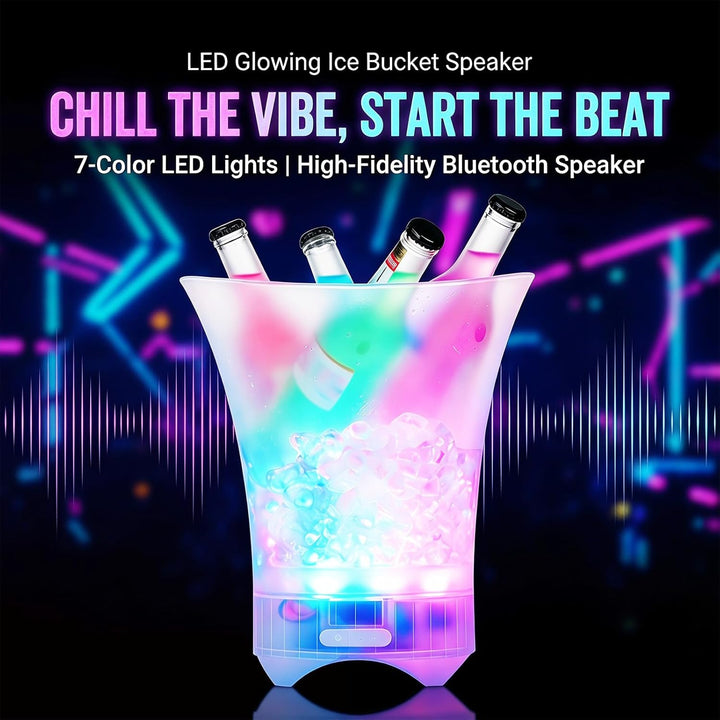 Neu Led Eiskübel mit Musik, 5L Multicolor LED Sektkübel, Sektkühler, Eiskübel mit Mehreren Farbverla