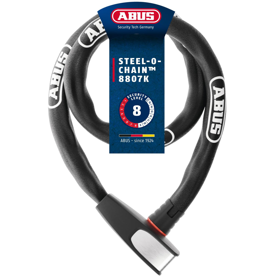 ABUS Kettenschloss Steel-O-Chain 8807K – Flexibles Fahrradschloss aus gehärtetem Stahl – ABUS-Sicher